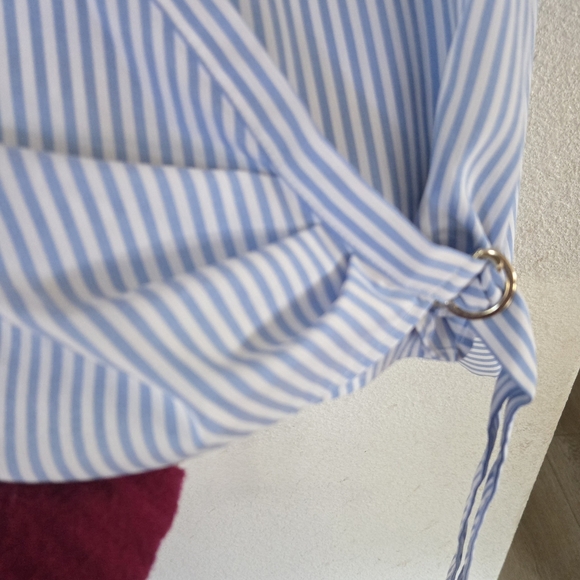 Zara Sky Blue Striped Wrap Blouse - Picture 4 of 6